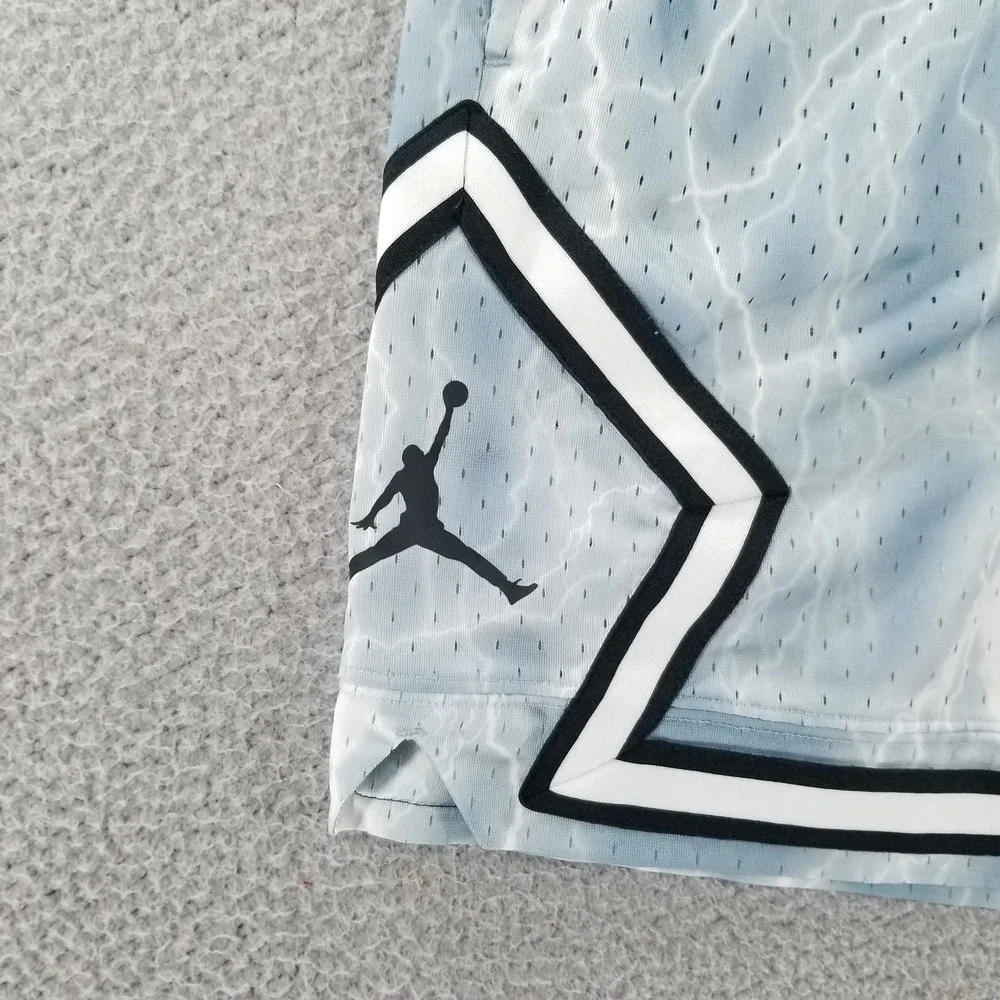 Nike Jordan Shorts Mens Medium Blue Diamond Lightning Basketball Athletic Gym
